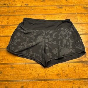 Athleta Black Floral Print Running‎ Shorts Women's Medium Athletic Workout Gym